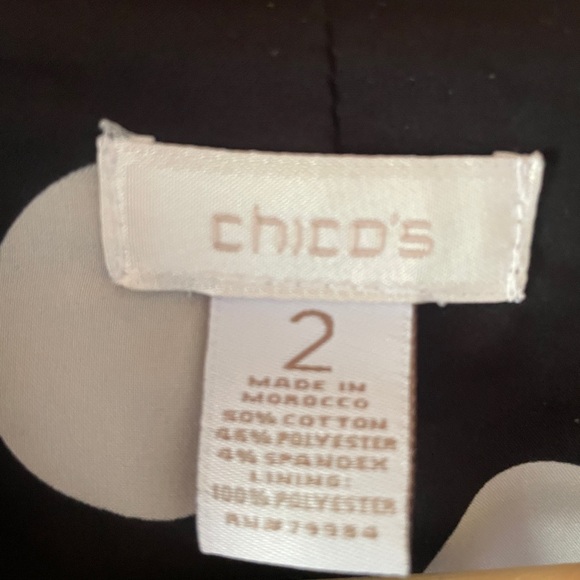 Chico black one button blazer size woman’s blazer with black polka dot liner - Picture 3 of 5